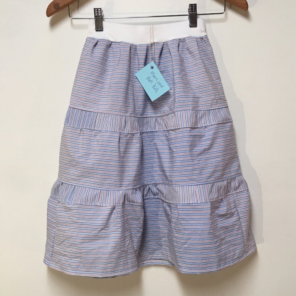 Skirt 5 Maxi‎ Blue Stripe Ruffle Tiered 100% Cotton Preppy Mom and Pop's Kids